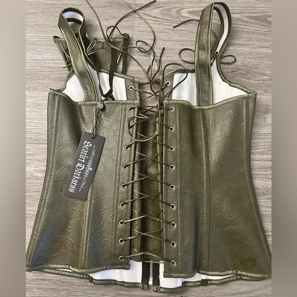 NWT| Olive Green Leather Boned Bustier 🫒 - Picture 10 of 11